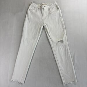 Levi's Wedgie Straight White Jeans Women W28 Distressed Raw Hem Denim Pants